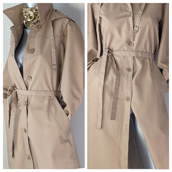 London Fog VinTage Classic Hooded Button Down Trench Coat - Picture 3 of 13